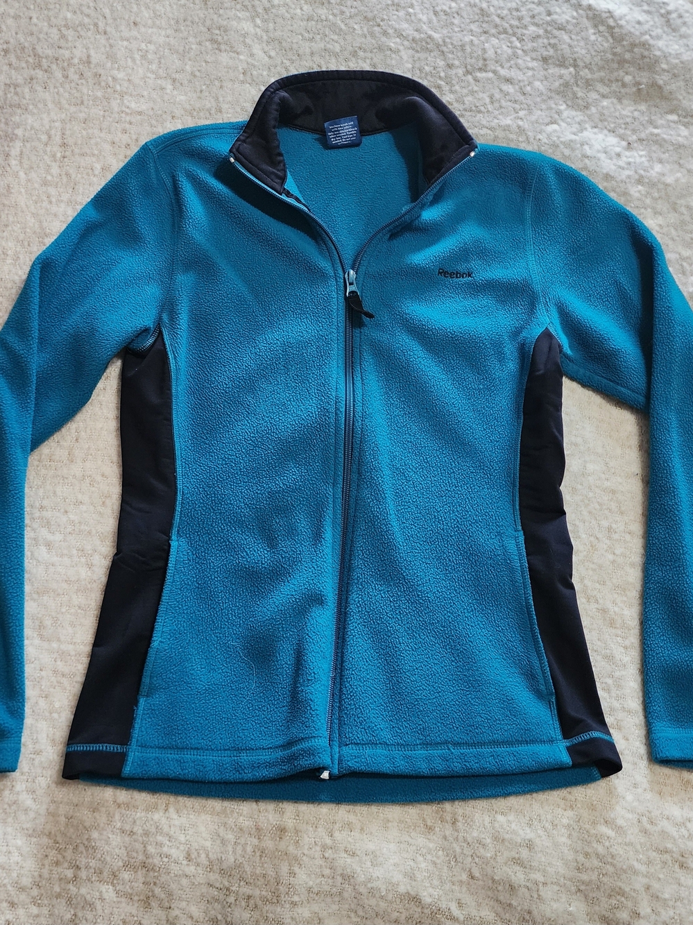 Reebok Women's Teal Fleece Full-Zip Jacket Small Athletic Athlete Running Small
